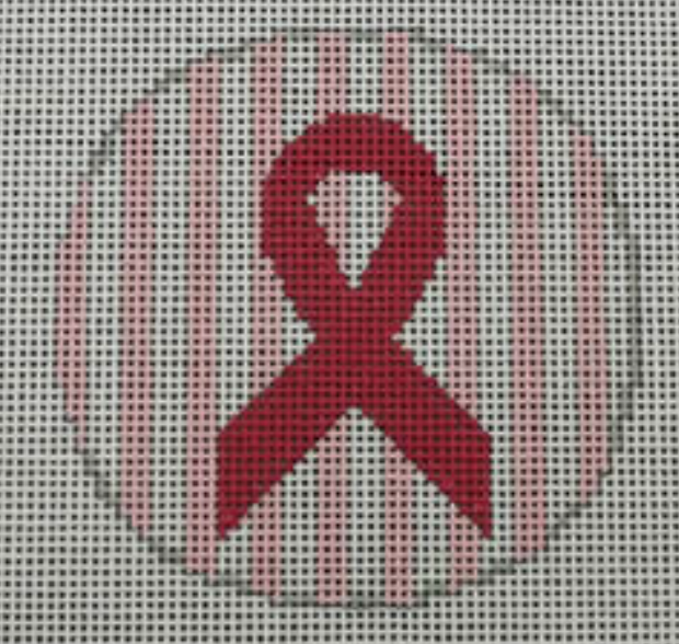 O194B Pink Ribbon on Stripes – The Enriched Stitch