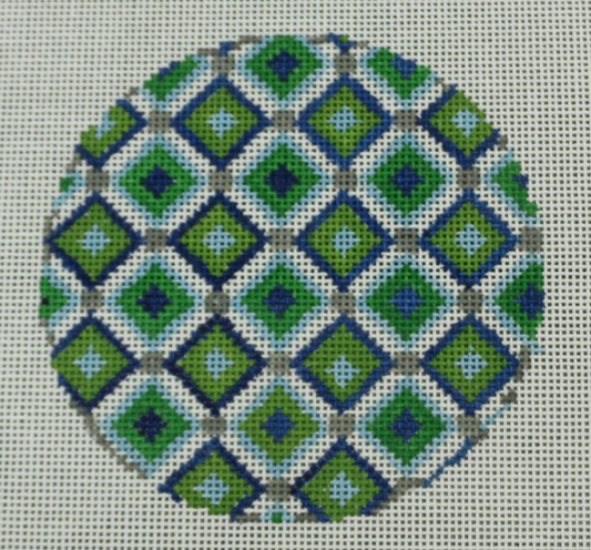 O179 Blue and Green Diamonds Ornament