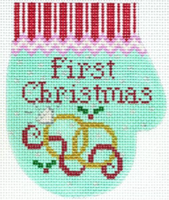 XO-146LL First Christmas Mitten with Wedding Rings