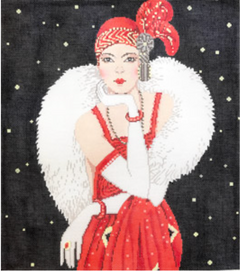 C-562A Art Deco Lady in Red