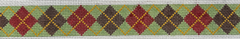 122g Argyle Belt - Sage/Red/Brown