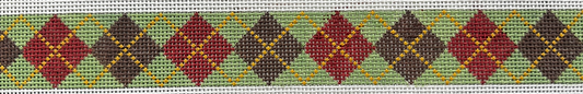 122g Argyle Belt - Sage/Red/Brown