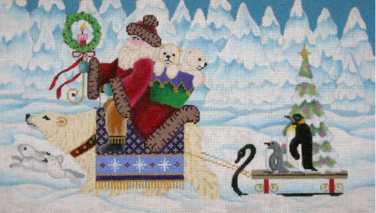 B-230 Santa Riding Polar Bear Pulling Sled