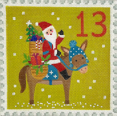 KH-PL-13 Advent Stamp - Romania - Santa on Donkey