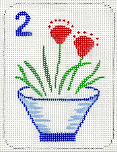OM-375 Mini Mahjong Tile - Pot with Flowers