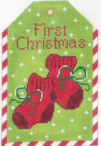 XO-197K Gift Tag- First Christmas Red Booties
