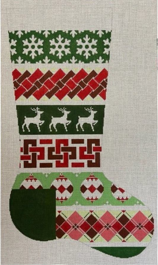 ASIT489 Red/Green Snowflake Stocking