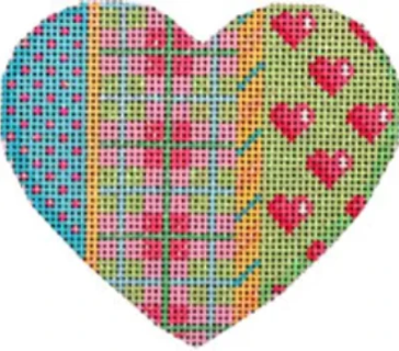 HE-819 Turquoise Pin Dots/ Plaid Hearts
