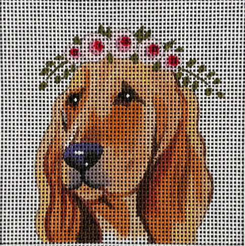 IN091 Bloodhound with Floral Crown