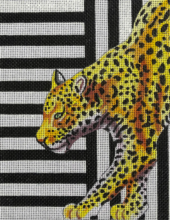TB012 Leopard on Black/White Stripes