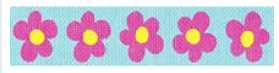 TTPB013B Pink Flowers on Blue Bookmark