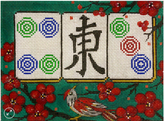 2974 Cherry Blossoms on Green Mah Jongg
