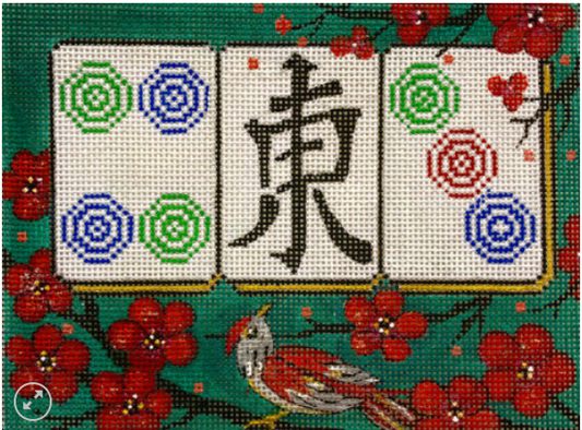 2974 Cherry Blossoms on Green Mah Jongg