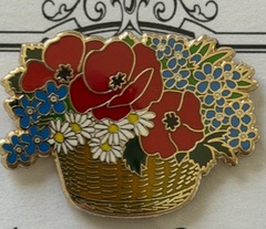 Red Flowers in Basket Needle Minder