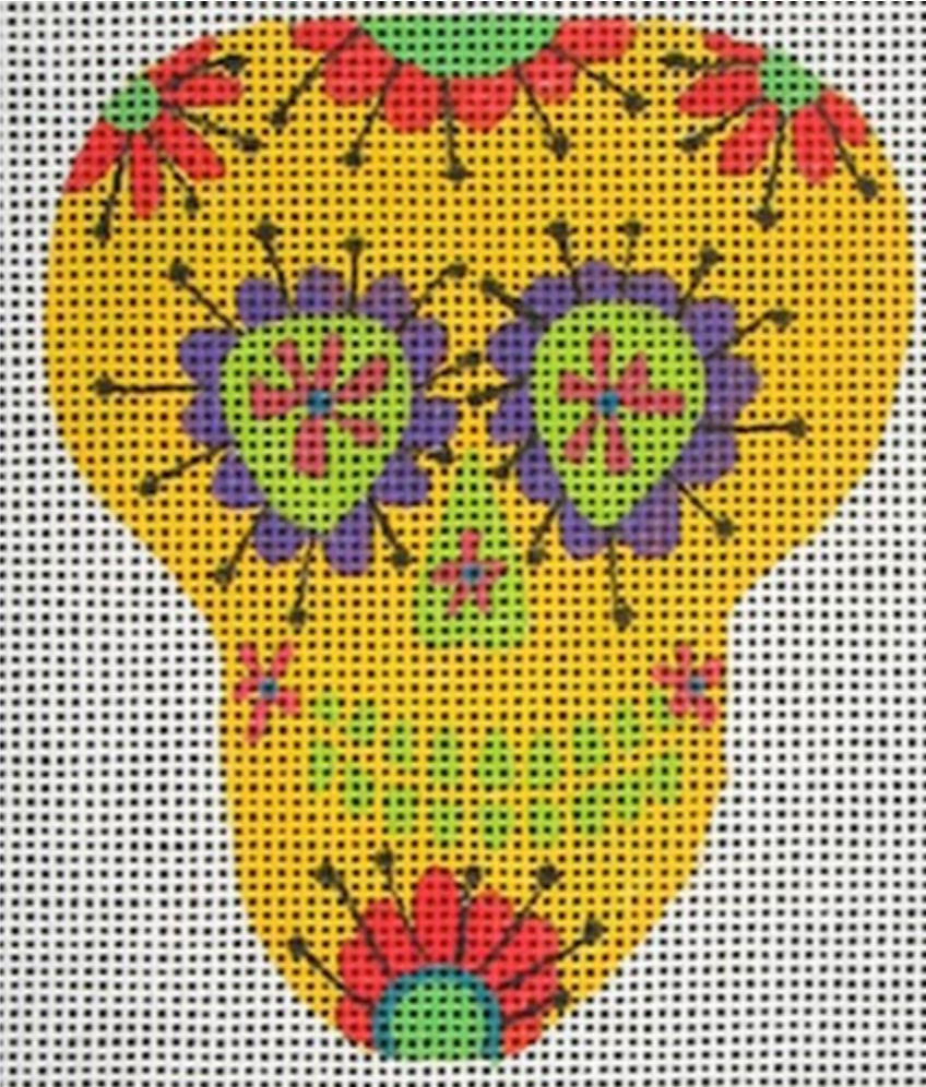 ZE222 Yellow Sugar Skull Ornament #3