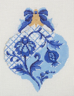 KAH55 Blue and White Trellis Teardrop