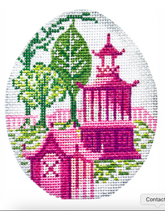 KEA103 Pink and Green Pagoda Egg
