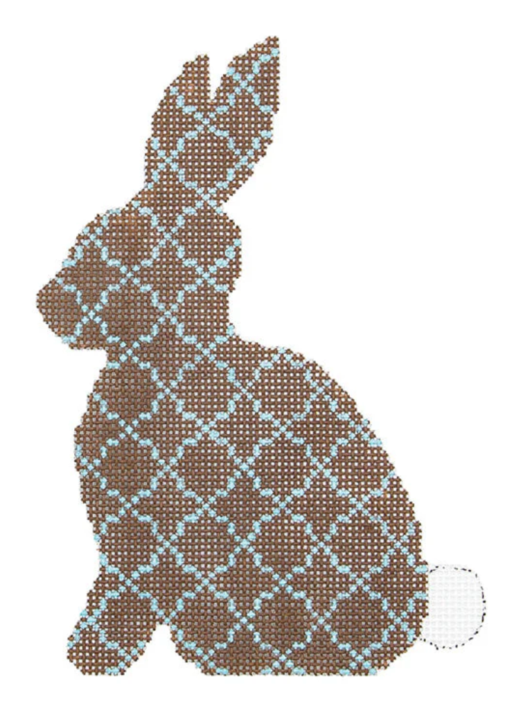 KEA65-18 Quatrefoil Hare - Chocolate and Aqua