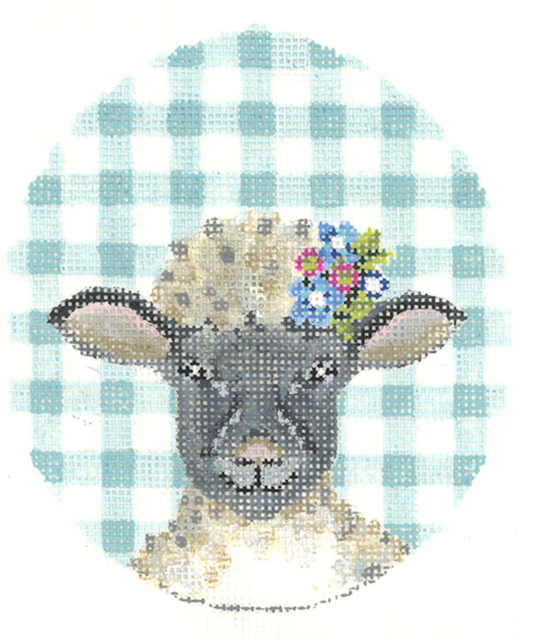 KEA79 Black Lamb with  Flower Crown Easter Egg