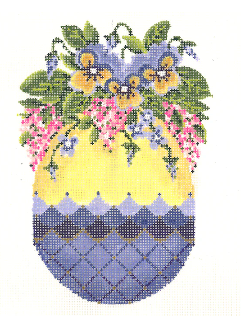 KEA81-18 Violet Egg with Pansies