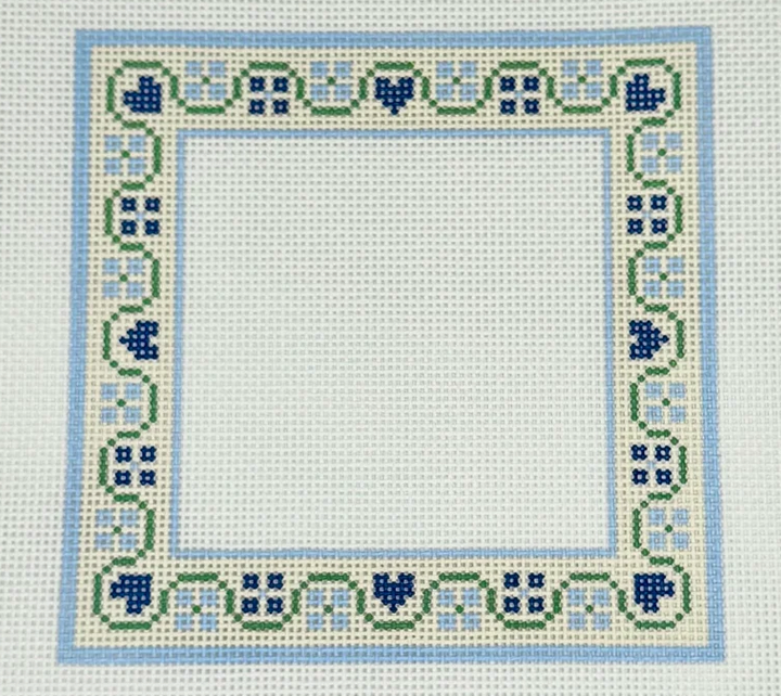 SLS Love and Flowers Frame, Blue on Natural