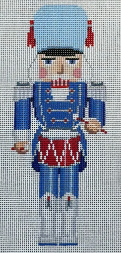 4364 Blue, White and Silver Drummer Nutcracker