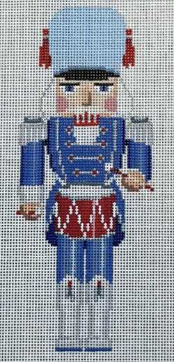 4364 Blue, White and Silver Drummer Nutcracker