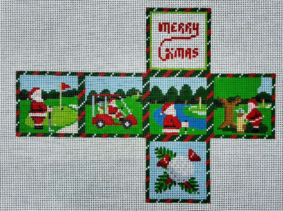 5220-18 Golfing Santa 3D Cube Ornament