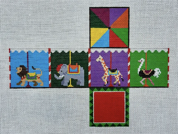 0203-18 Carousel 3D Cube Ornament
