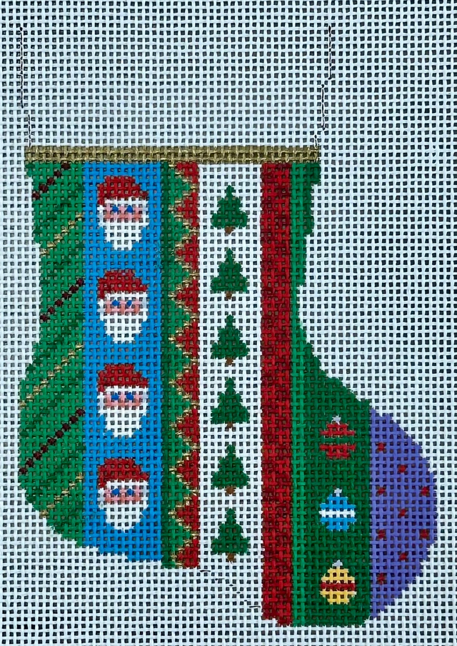 5461 Vertical Stripe Santa Mini Stocking