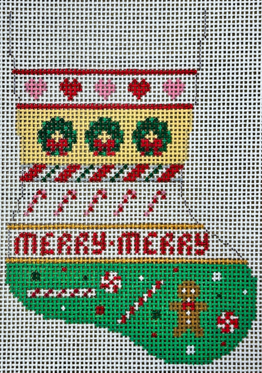 5484 Wreath and Candy Cane Mini Stocking