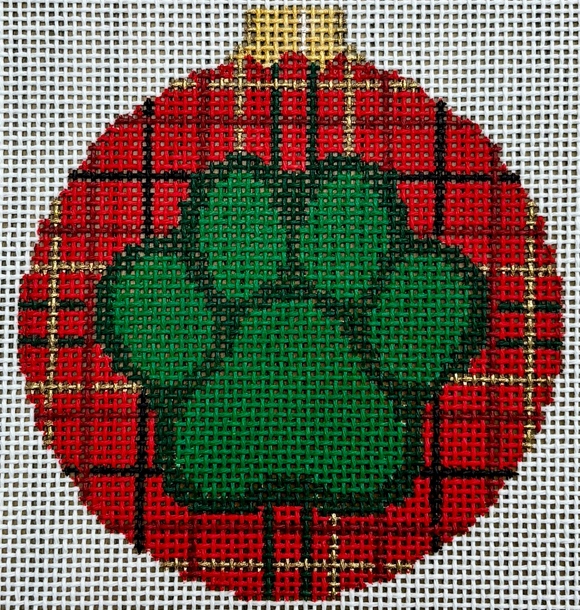 7220 Dog Paw on Plaid with Ball Top