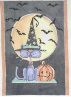 Cat, Pumpkin and Bats
