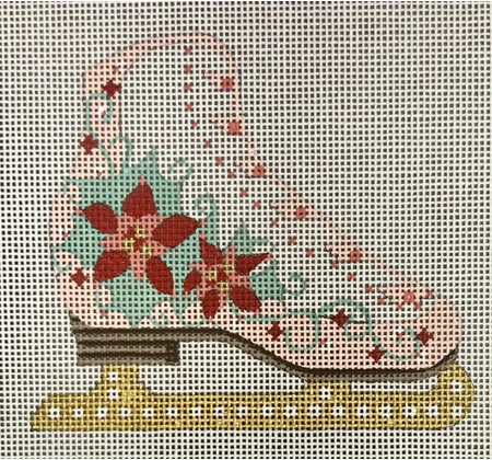 CH-1658 Ice Skate with Poinsettias