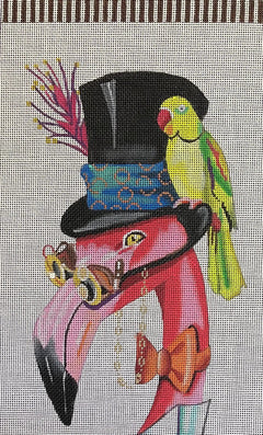 AN355 Flamingo With Green Parrot