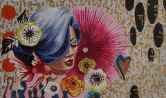 CL034 Blue Haired Woman with Goldfish Clutch