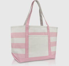 Pink Stripe Tote Bag