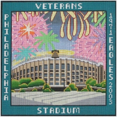 Amanda Lawford needlepoint canvas of the football stadium for the Philadelphia Eagles