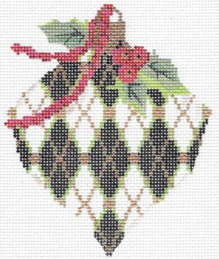 KAH42 Jet Harlequin Heart Ornament