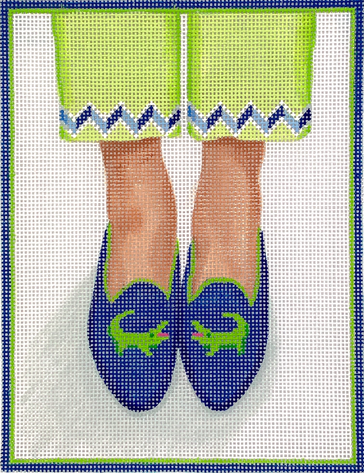 PL-476 Here's Looking At Shoe - Gator Needlepoint Loafers