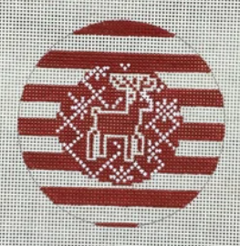 KCD1149R Reindeer Stripe Round - Red
