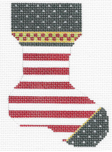 KFA03 Red and White Striped Mini Sock - 18 Mesh