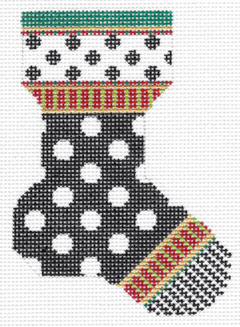 KFA10 Black and White Polka Dot Mini Sock - 18 Mesh