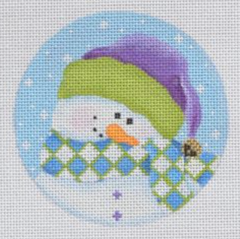 SN26 Shy Snowman Ornament - Green and Purple