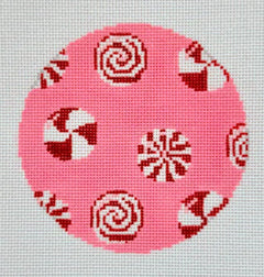APCH59 Peppermints on Pink Round