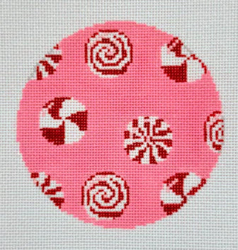 APCH59 Peppermints on Pink Round