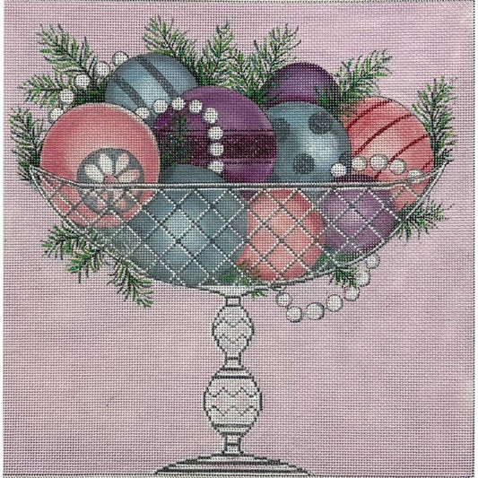 4387 Christmas Ornaments in Crystal Dish